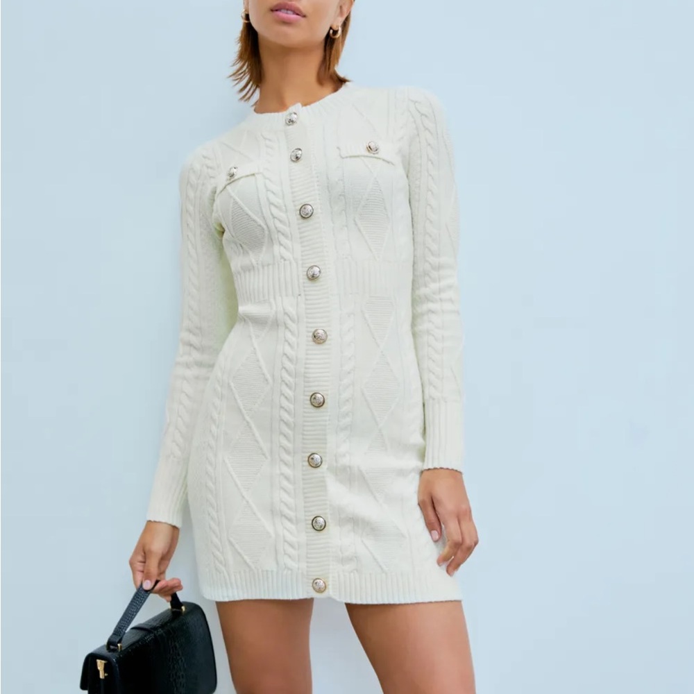 Cider Knit Solid Round Neckline Button Sweater Cr… - image 6